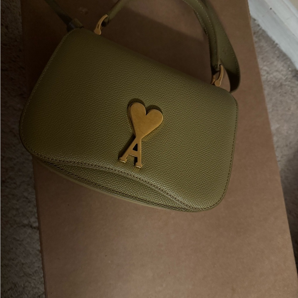 Ami Khaki Crossbody Bag with Gold Accent - Picture 2 of 3